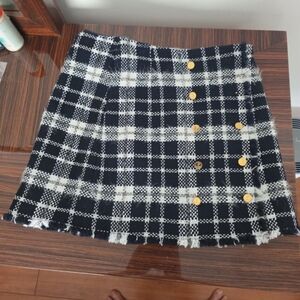 Thom Browne Checkered Mini Skirt with Gold Accents